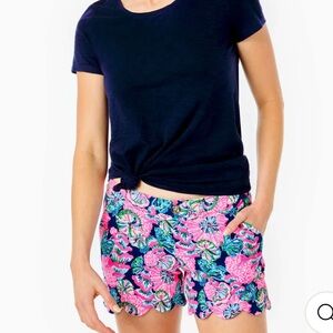 Lilly Pulitzer Buttercup Knit Shorts Oyster Bay Navy Shroom With A View 10